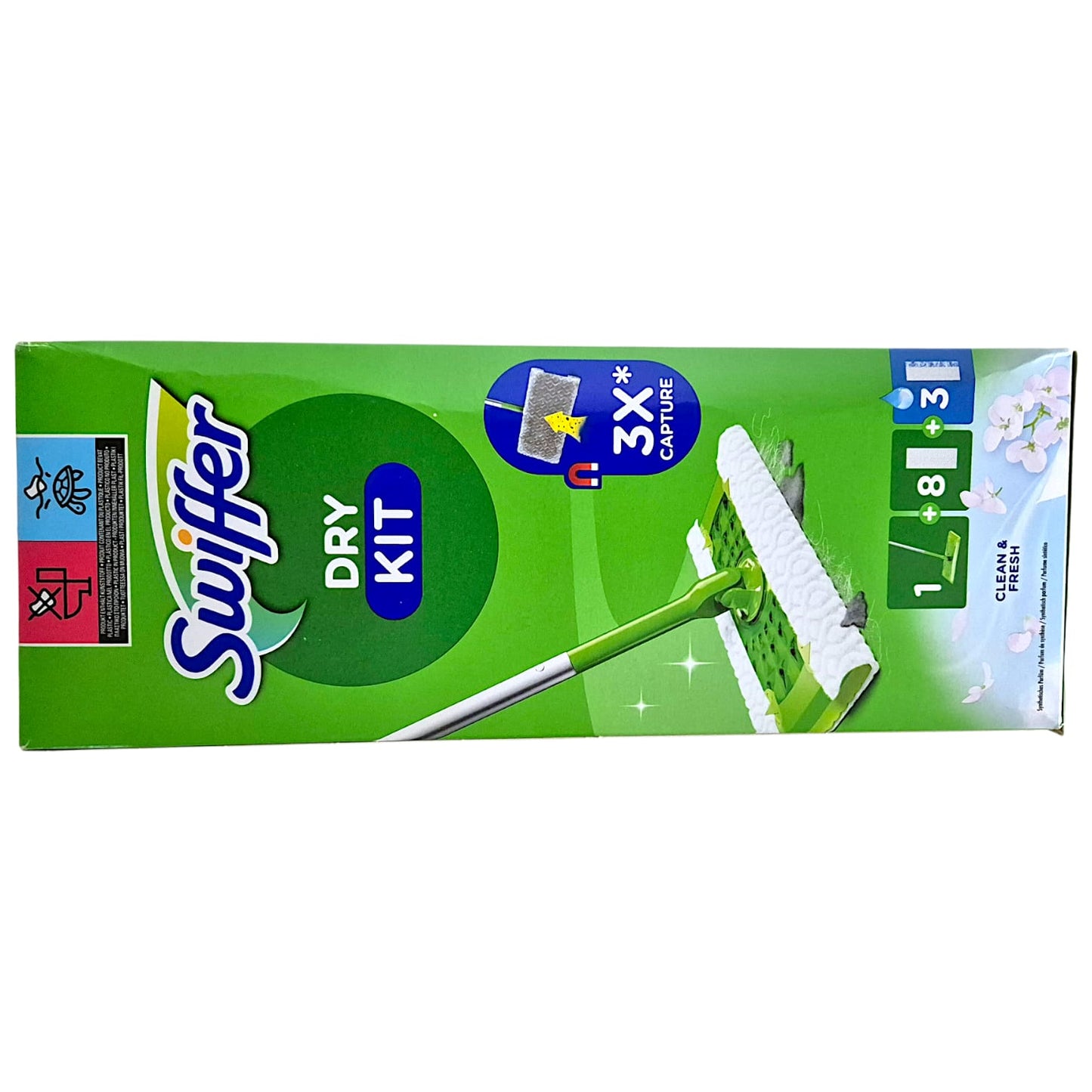 Swiffer Dry Kit Bodenwischer Starterset 1x Bodenstab 8 Trocken+3 Wet Tücher