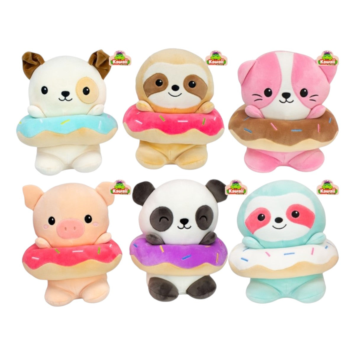 Tierkuscheltiere mit Donut Kawaii Plüsch Kuscheltier ca. 23 cm 6 süße Modelle