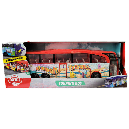 Dickie Toys Touring Bus Spielzeugbus mit Friktion Türen zum Öffnen 30 cm 