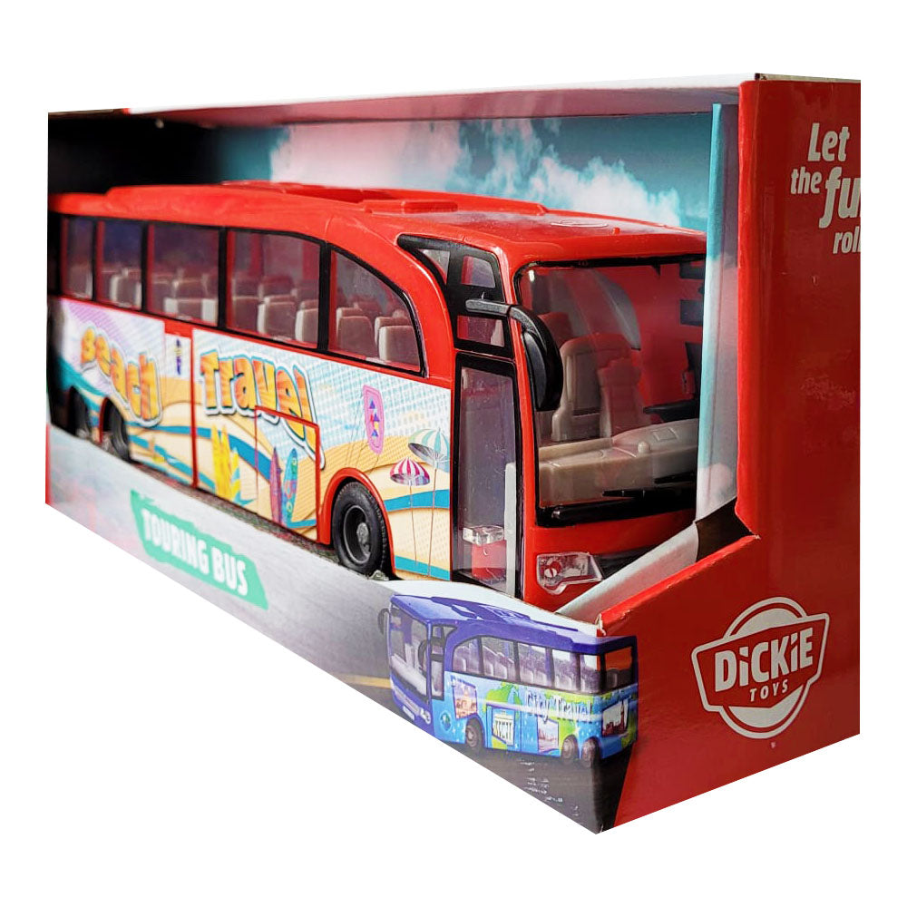 Dickie Toys Touring Bus Spielzeugbus mit Friktion Türen zum Öffnen 30 cm 