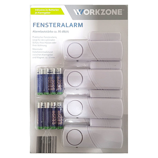 Workzone Fensteralarm 4 stück + Batterien 