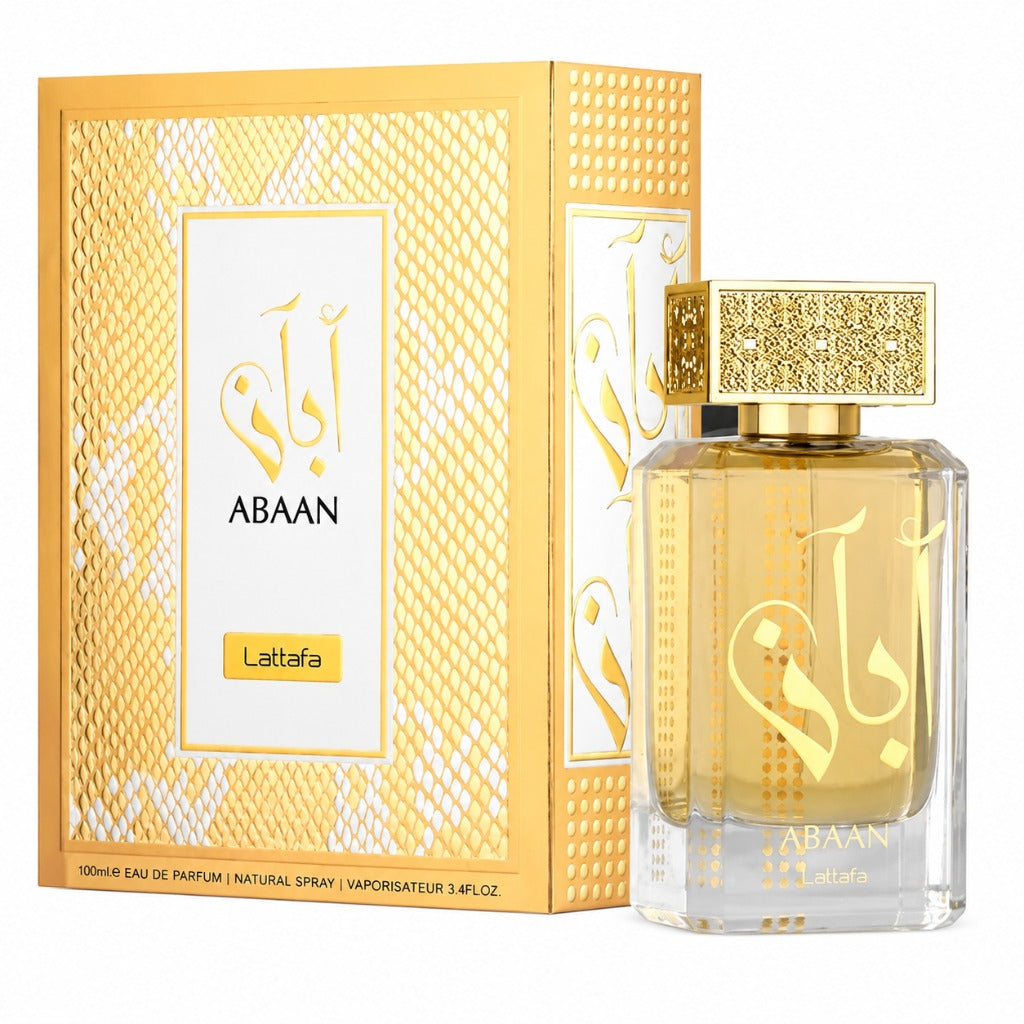 Lattafa Abaan Eau de Parfum 100 ml – orientalischer Unisex-Duft mit Bergamotte, Jasmin und Sandelholz