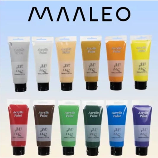 Maaleo Acrylfarben Set 12 Tuben à 100 ml – bunte Künstlerfarben wasserfest für Leinwand, Holz und Papier – Bild 2