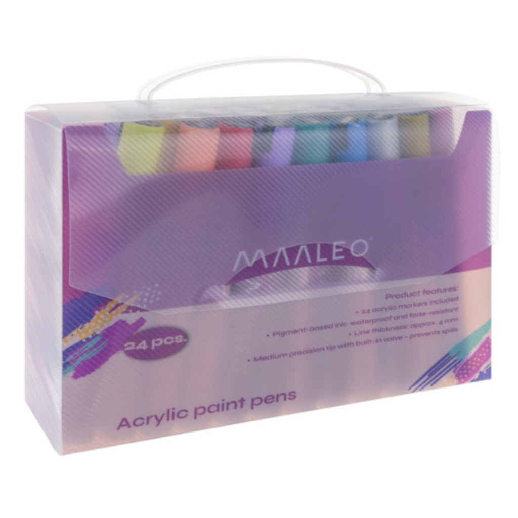 Maaleo Acrylmarker 24er-Set wasserfeste Acrylstifte 4mm fuer Glas Holz Stein Stoff und DIY Projekte – Bild 3