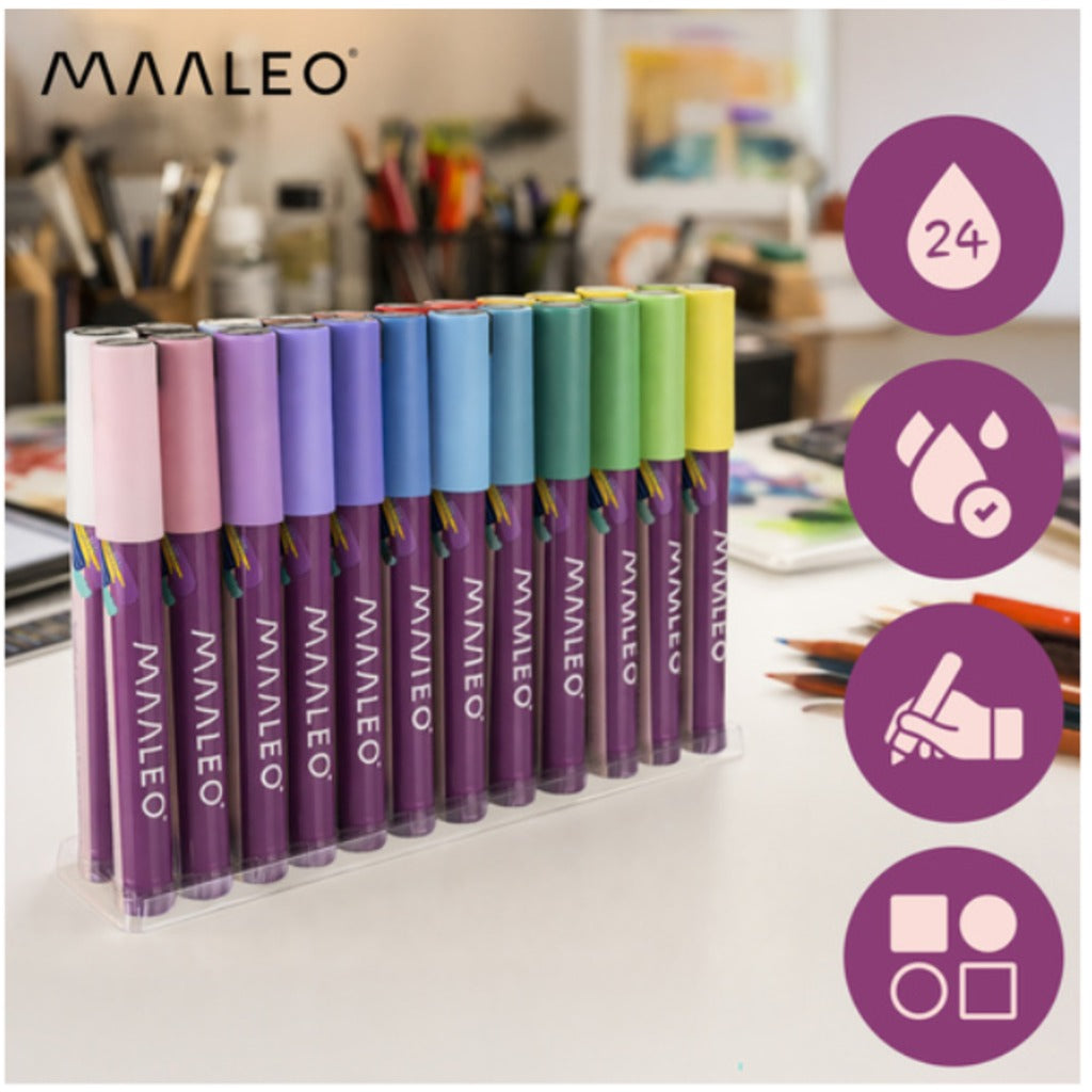 Maaleo Acrylmarker 24er-Set wasserfeste Acrylstifte 4mm fuer Glas Holz Stein Stoff und DIY Projekte – Bild 5