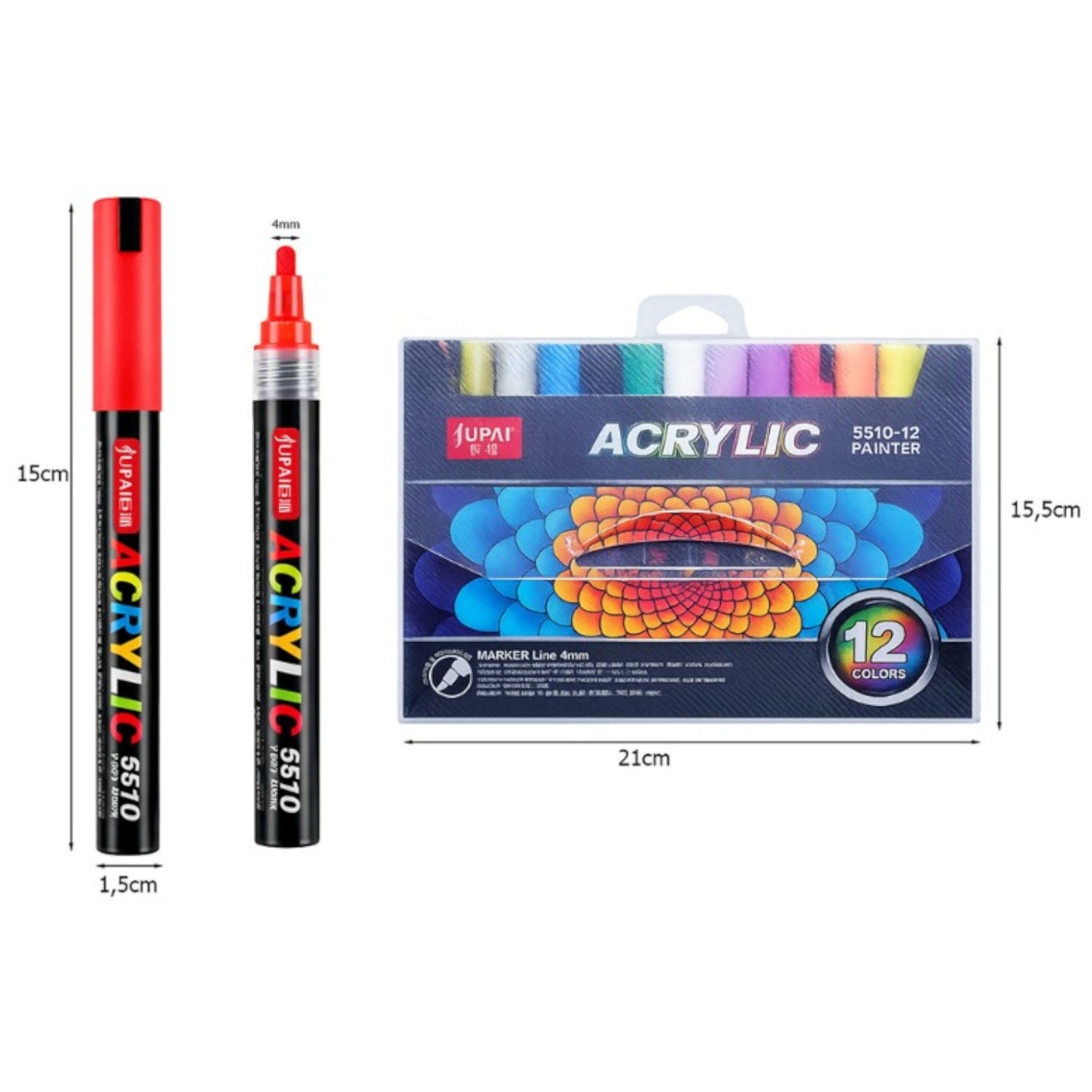 Acrylmarker Set 12 - 24 Stück Wasserfeste Marker für Stein, Holz, Glas