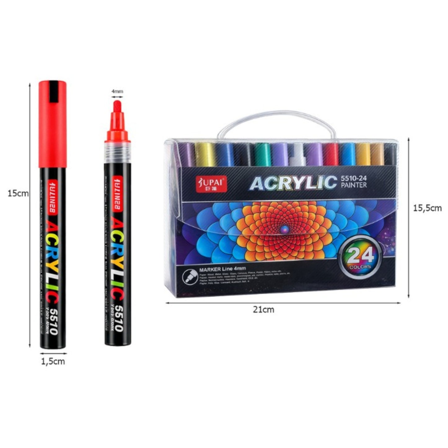 Acrylmarker Set 12 - 24 Stück Wasserfeste Marker für Stein, Holz, Glas