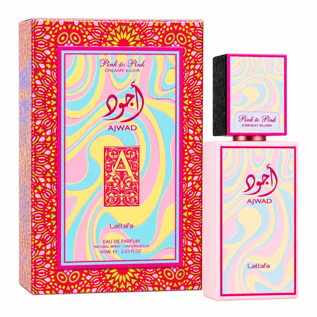 Lattafa Ajwad Pink to Pink Creamy Elixir Eau de Parfum 60 ml – cremiger Damenduft mit Himbeere, weißer Schokolade und Vanille