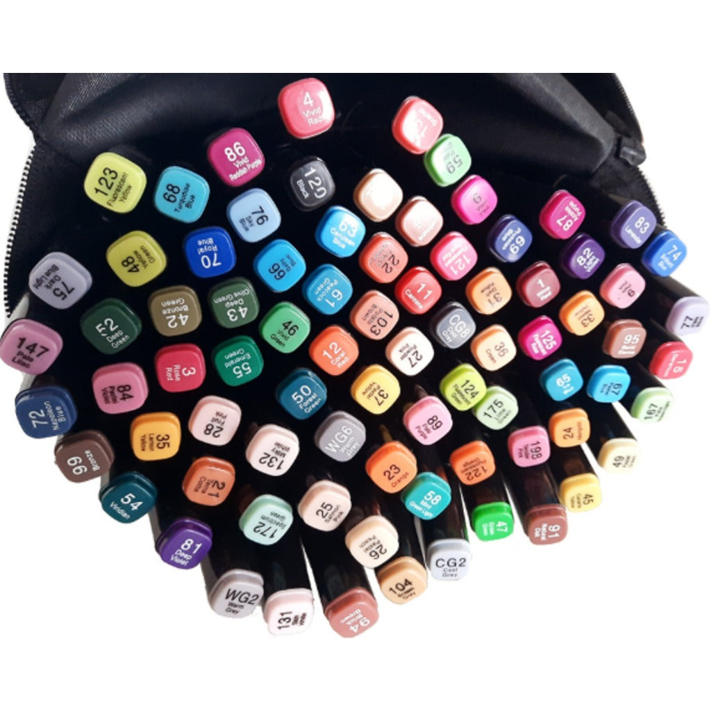 Alkoholmarker Set 80 Farben doppelseitige Twin Marker mit Etui – 6 mm und 1 mm Spitze für Kinder und Erwachsene – Bild 11