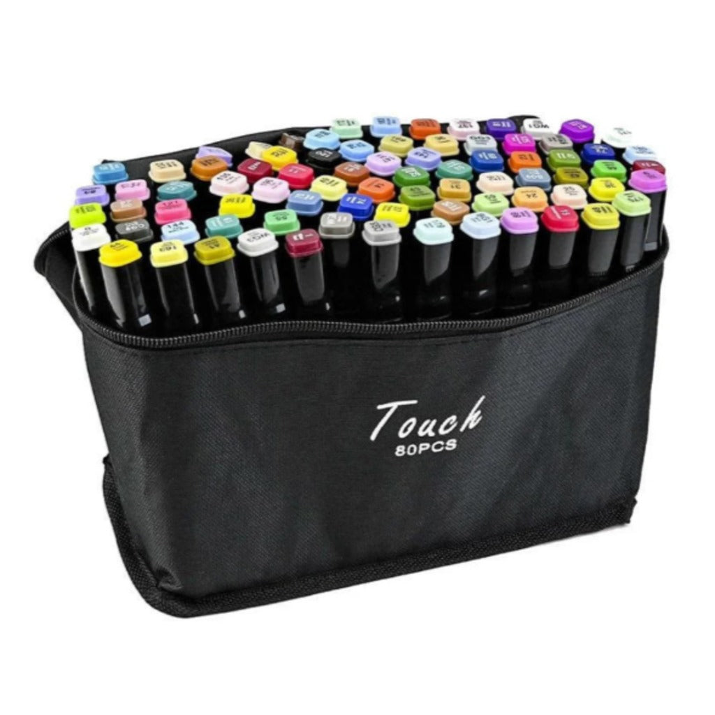 Alkoholmarker Set 80 Farben doppelseitige Twin Marker mit Etui – 6 mm und 1 mm Spitze für Kinder und Erwachsene – Bild 3