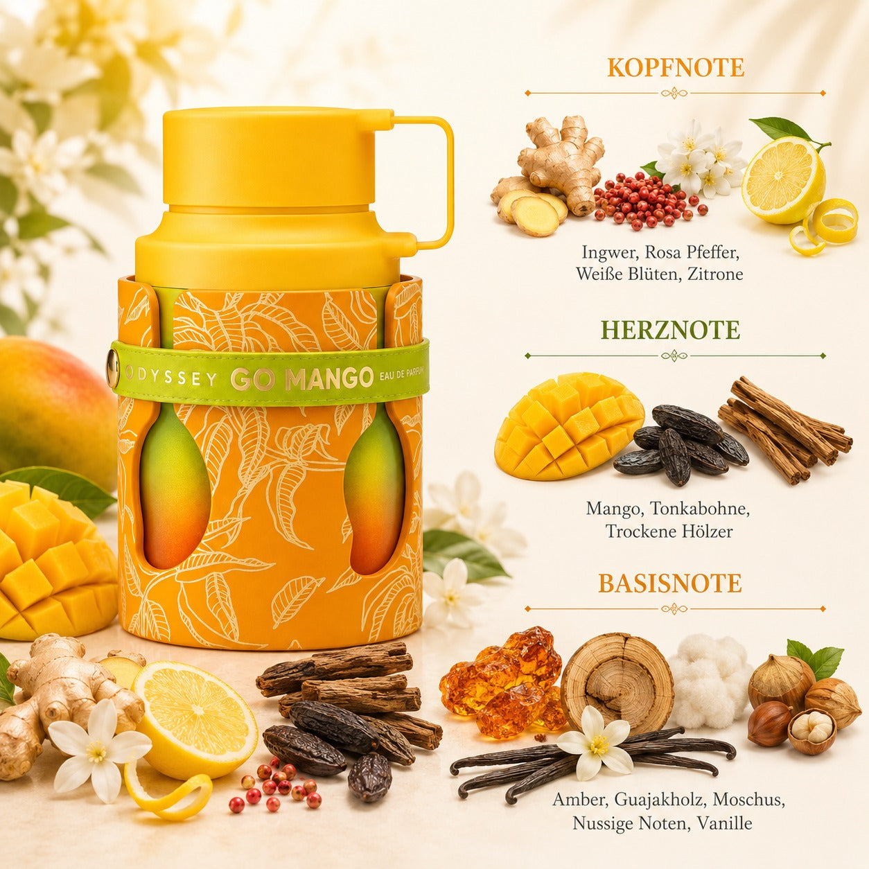 Odyssey Go Mango Eau de Parfum 100ml + Parfümzerstäuber (leer)
