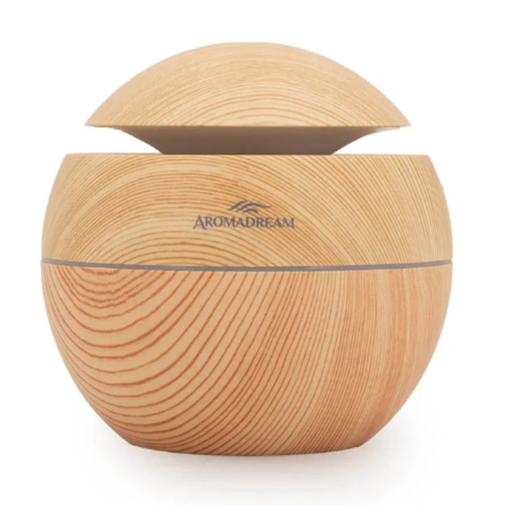 Aroma Dream Aroma Diffuser Peru Ultraschall-Luftbefeuchter in Weiß Braun Holzoptik mit LED-Licht für Aromatherapie