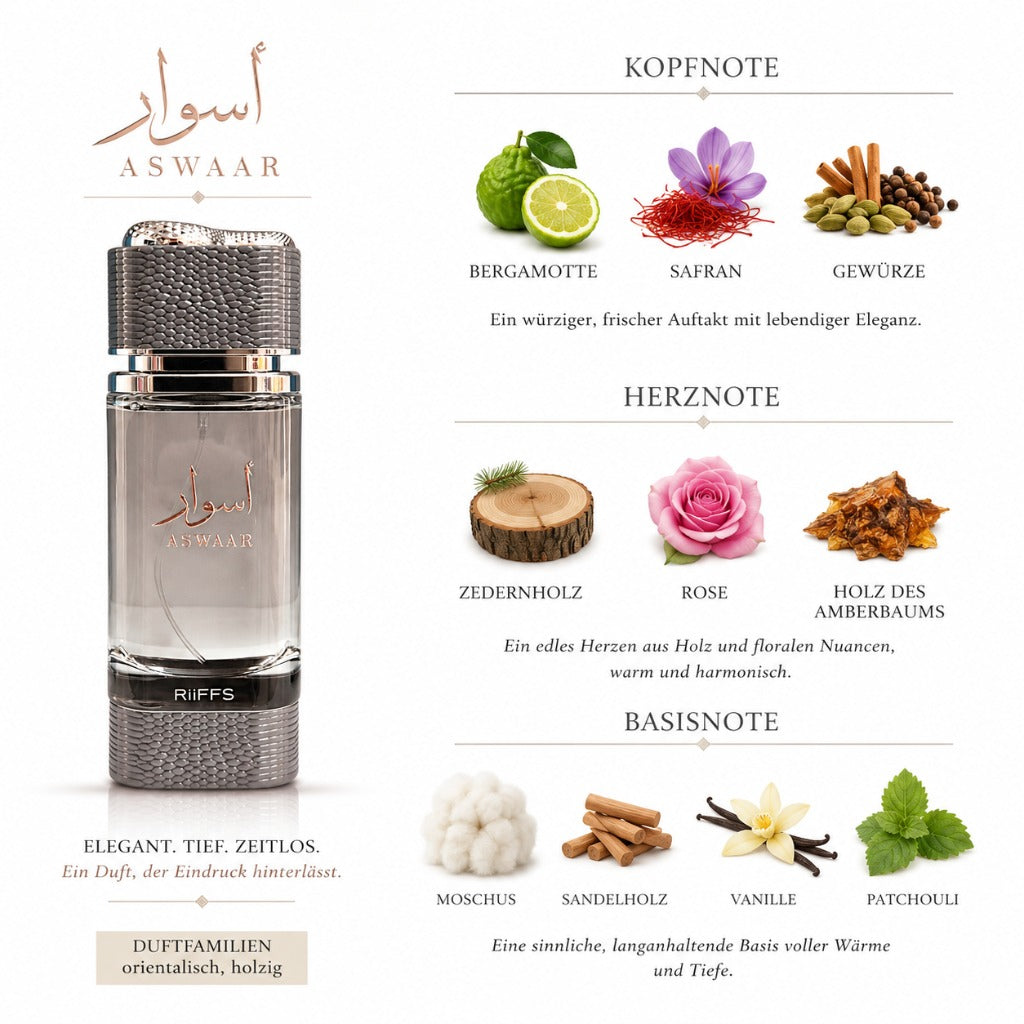 Riiffs Aswaar Perfume Unisex Eau de Parfum 100 ml – orientalisch-holziger Unisex-Duft mit Safran, Rose und Sandelholz – Bild 2