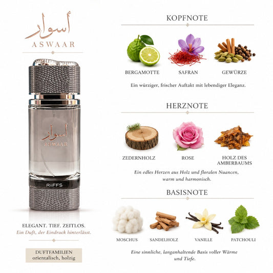 Riiffs Aswaar Perfume Unisex Eau de Parfum 100 ml – orientalisch-holziger Unisex-Duft mit Safran, Rose und Sandelholz – Bild 2