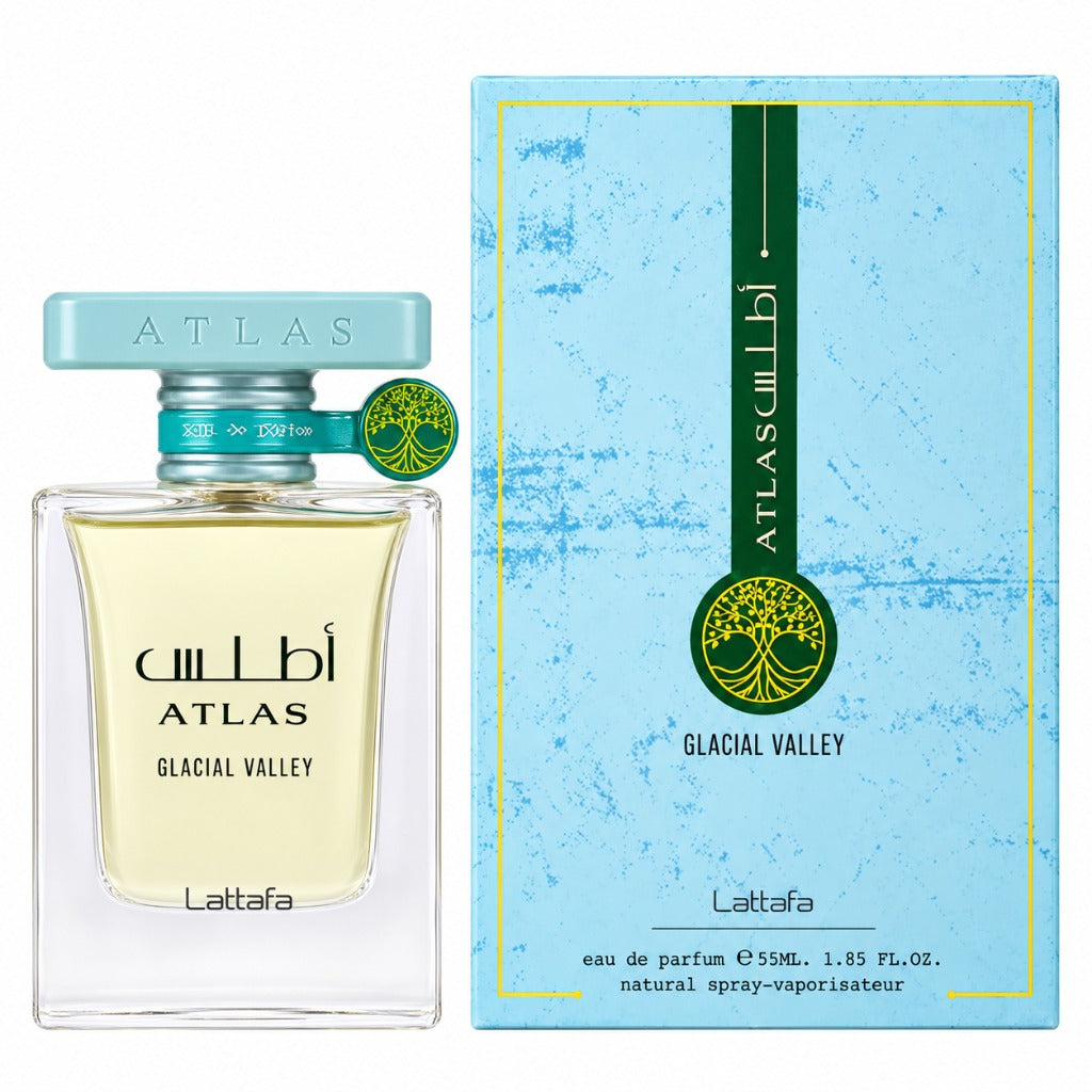 Lattafa Atlas Glacial Valley Eau de Parfum 55 ml – orientalischer Unisex-Duft mit Ananas, Meersalz und Amber