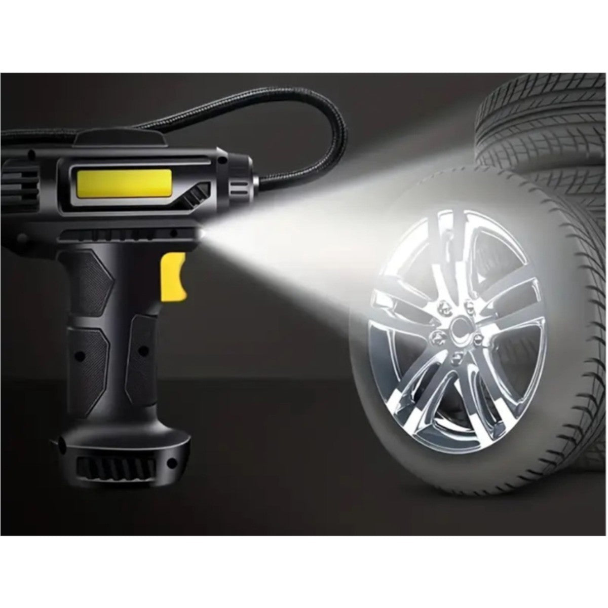 Autokompressor 12V 120W  Reifenfüllpistole bis 10 Bar mit LED