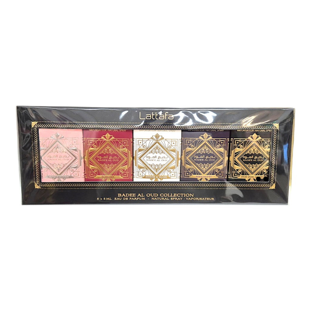 Lattafa Badee Al Oud Collection Discovery-Set 5x5ml Eau de Parfum – orientalisch-holziges Unisex-Geschenkset mit 5 Miniaturen – Bild 2