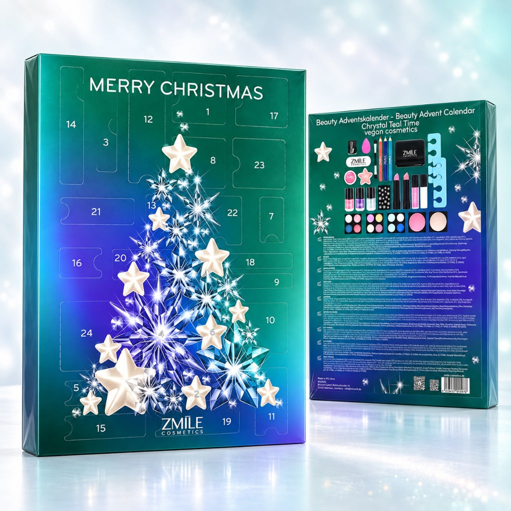 ZMILE Cosmetics Beauty Adventskalender Crystal Teal Time – 24 vegane Make-up-Überraschungen für Damen, Teal und Berry