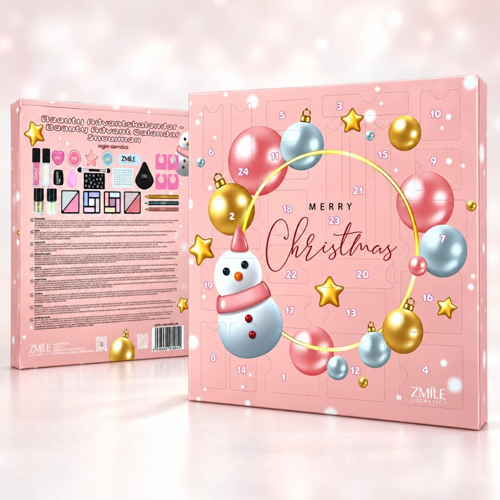 ZMILE Cosmetics Beauty Adventskalender Schneemann mit 24 Türchen – vegane Kosmetik mit Lidschatten, Lipgloss, Highlighter und