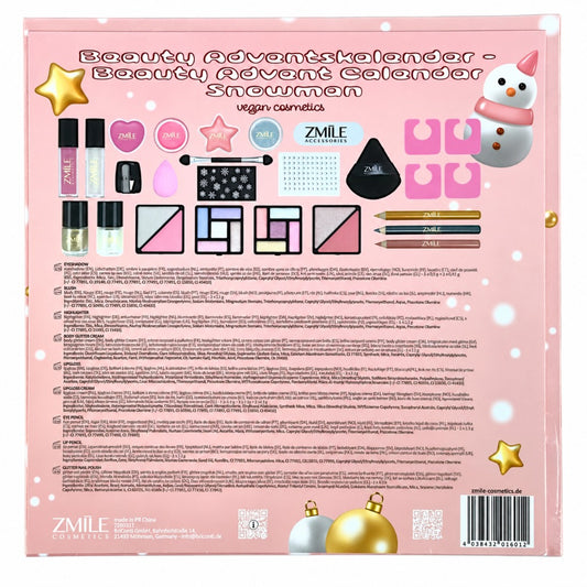 ZMILE Cosmetics Beauty Adventskalender Schneemann mit 24 Türchen – vegane Kosmetik mit Lidschatten, Lipgloss, Highlighter und – Bild 2