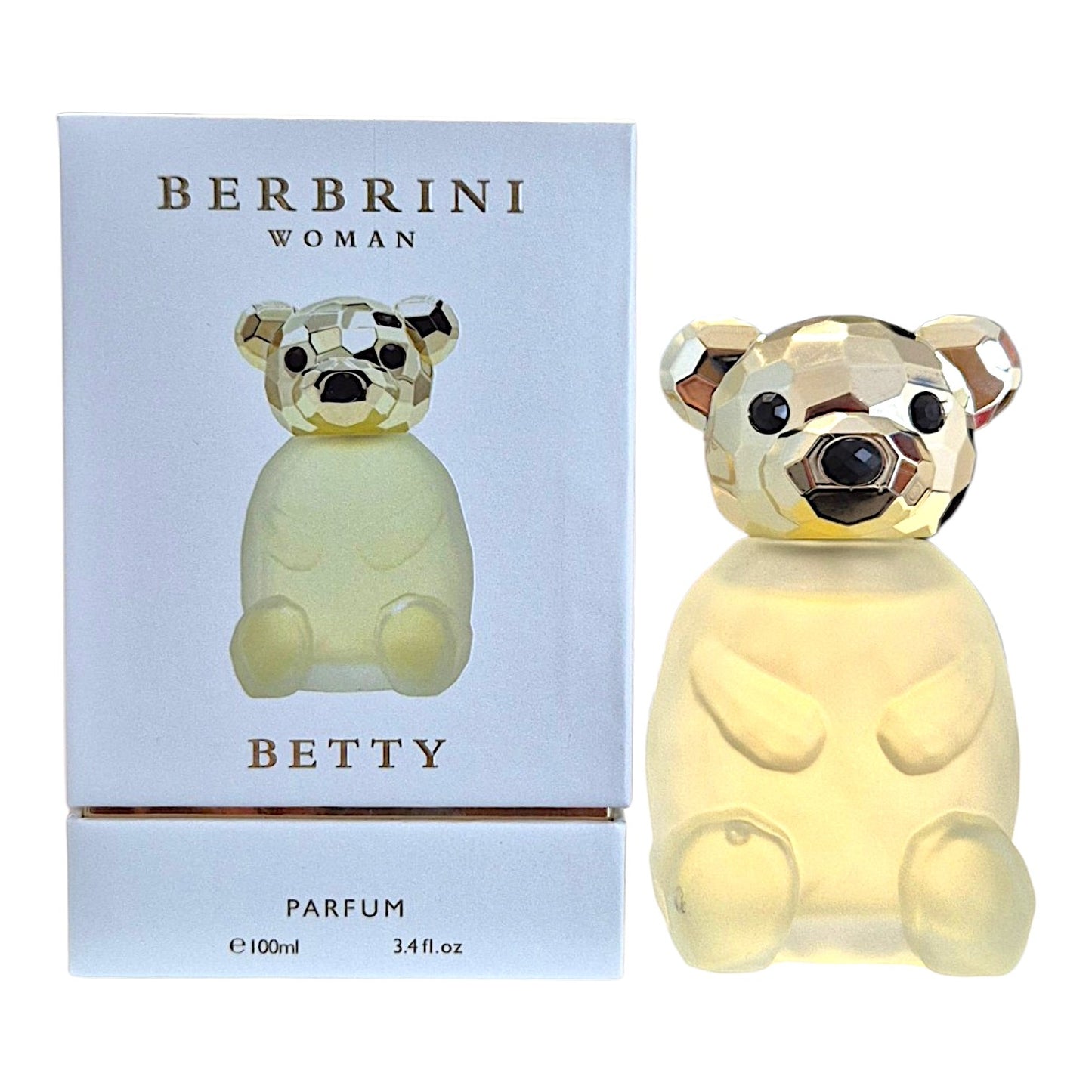 Berbrini Betty Parfum Woman 100 ml Damenparfum mit Zitrone, Mandarine, schwarzer Johannisbeere, Rose, Jasmin, Freesie, Sandelholz und weißem Moschus im Bärenflakon