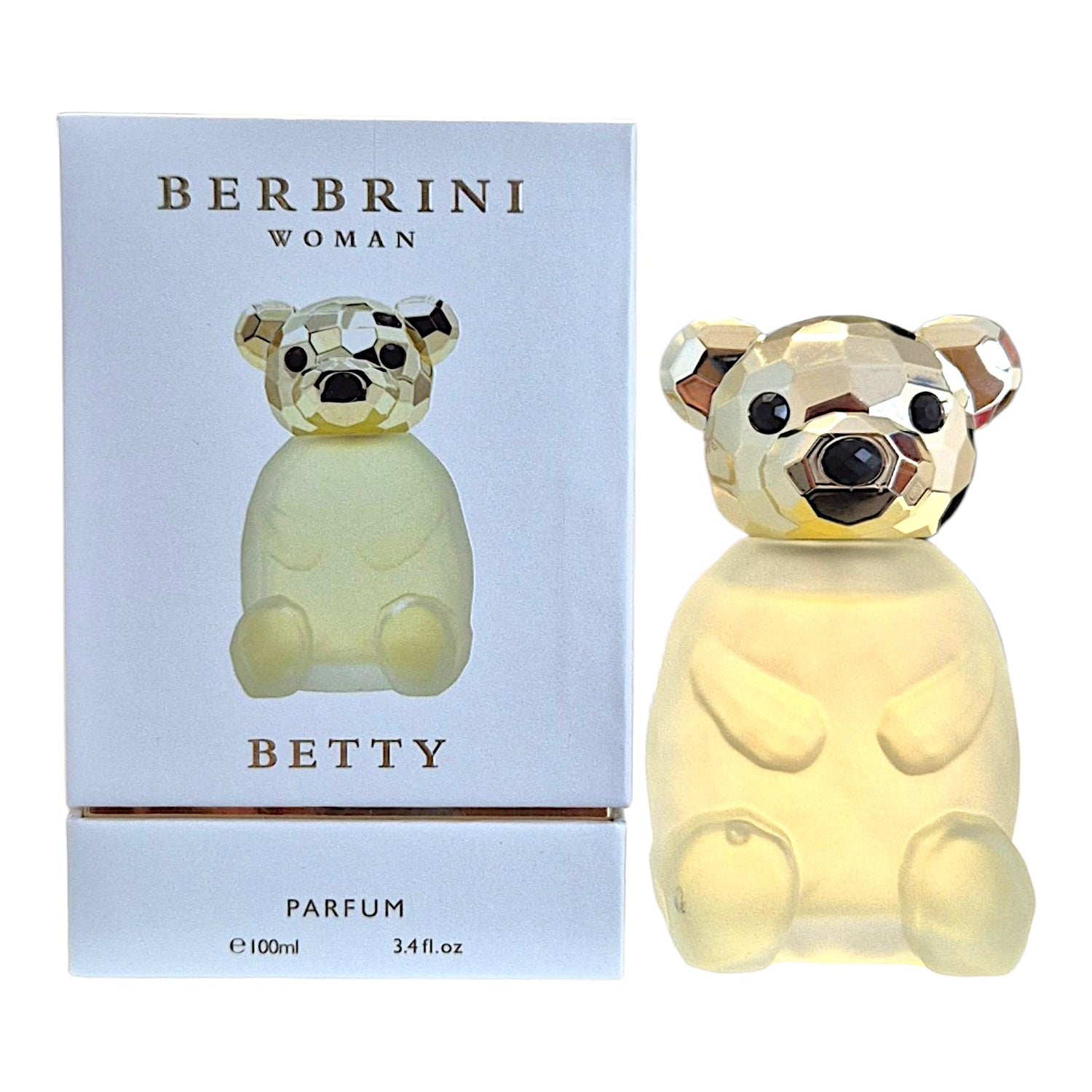 Berbrini Betty Parfum Woman 100 ml Damenparfum mit Zitrone, Mandarine, schwarzer Johannisbeere, Rose, Jasmin, Freesie, Sandelholz und weißem Moschus im Bärenflakon