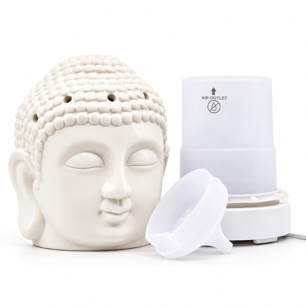 Aroma Dream Aroma Diffuser Buddha weißer Keramik Ultraschall-Diffuser mit LED-Licht für Aromatherapie – Bild 2