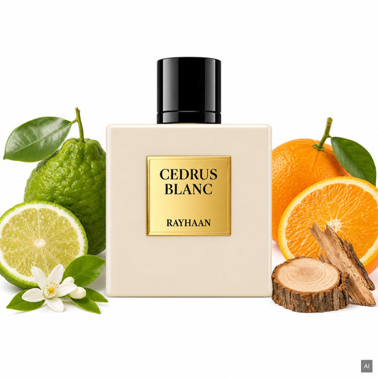 Rayhaan Cedrus Blanc Eau de Parfum 100 ml – frischer Unisex-Duft mit Bergamotte, Orange und Zedernholz – Duftnoten