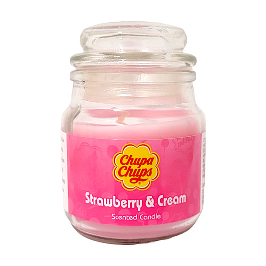 Chupa Chups Kerze im Glas Strawberry und Cream Duftkerze 85g