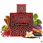 Rayhaan Crimson Eau de Parfum 100 ml – orientalisch-würziger Unisex-Duft mit Zimt, Patchouli und Vanille – Duftnoten