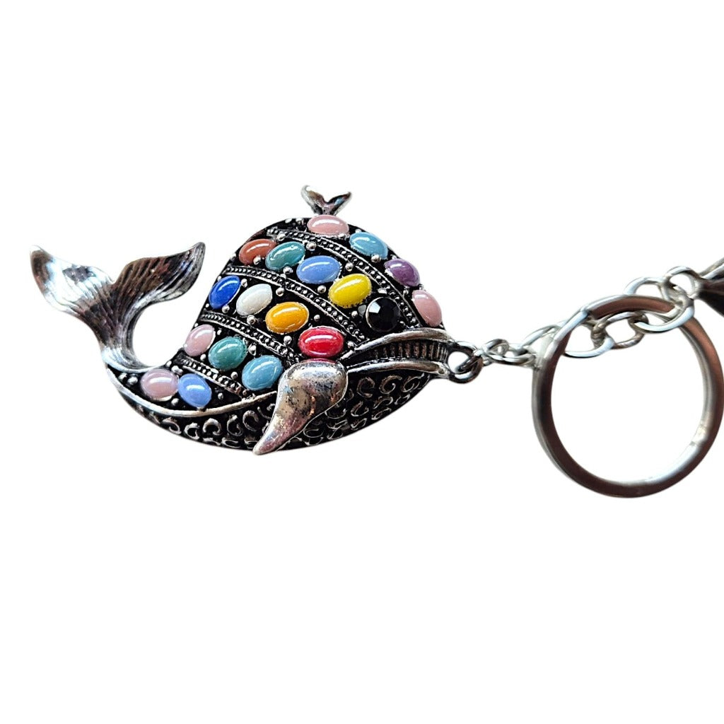 Da Meso Wal Schlüsselanhänger mit bunten Strasssteinen – maritimes Vintage-Accessoire mit Karabinerhaken – Bild 4