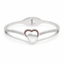 Damen Armreif Doppelherz mit Strass – Silberfarben – Eleganter Edelstahl Armreif