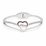 Damen Armreif Doppelherz mit Strass – Silberfarben – Eleganter Edelstahl Armreif