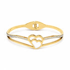 Goldfarbener Damen Armreif aus Edelstahl mit Herz und Zirkonia