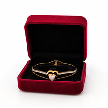 Damen Armreif Herz aus Edelstahl mit Zirkonia – Goldfarben