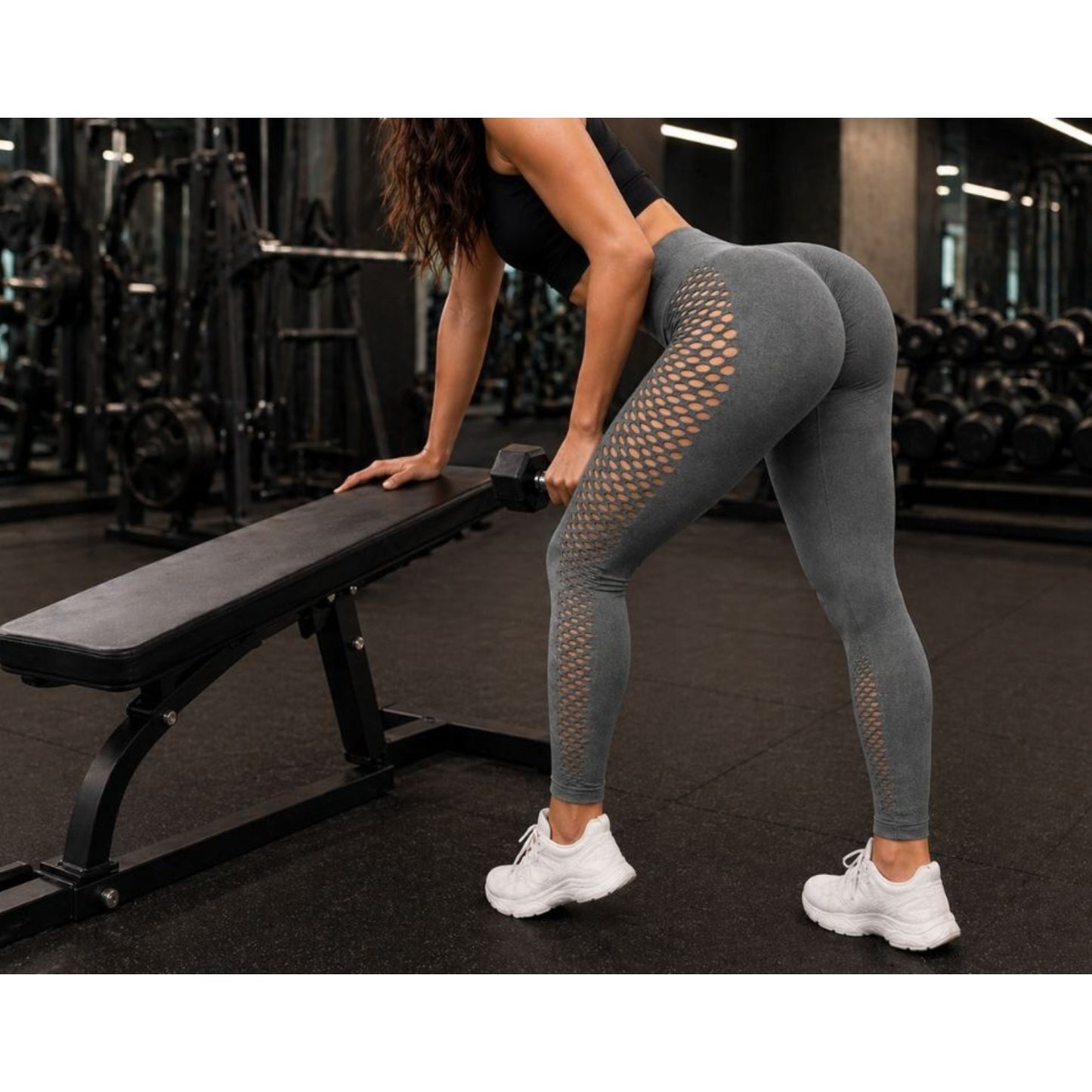 Damen Leggings Push Up Grau – High Waist Fitness Leggings Figurformend