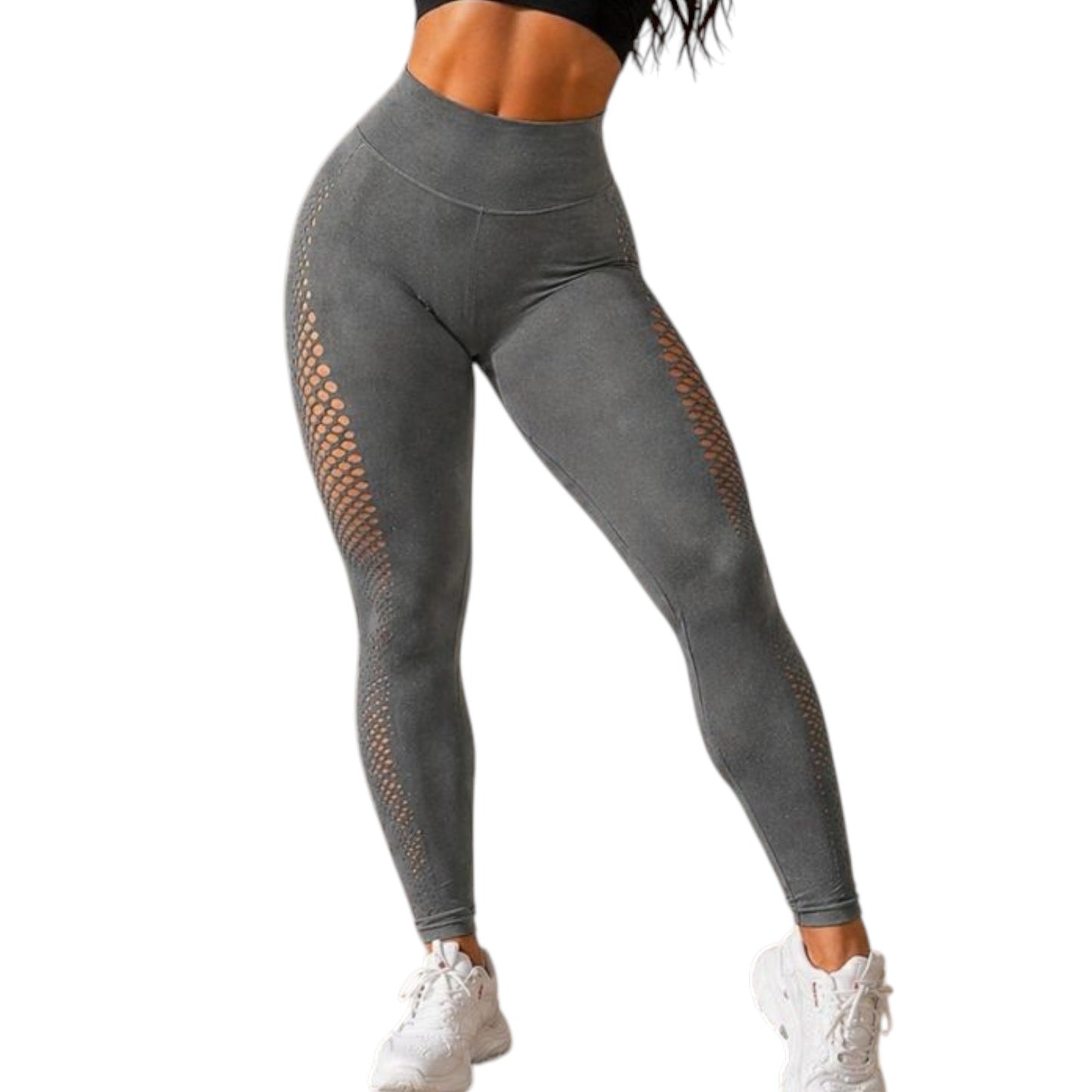 Damen Leggings Push Up Grau – High Waist Fitness Leggings Figurformend