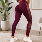 Damen Leggings Push Up Bordeauxrot – High Waist Fitness Leggings Figurformend
