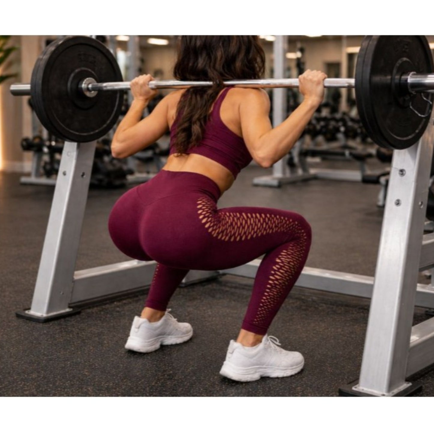 Damen Leggings Push Up Bordeauxrot – High Waist Fitness Leggings Figurformend