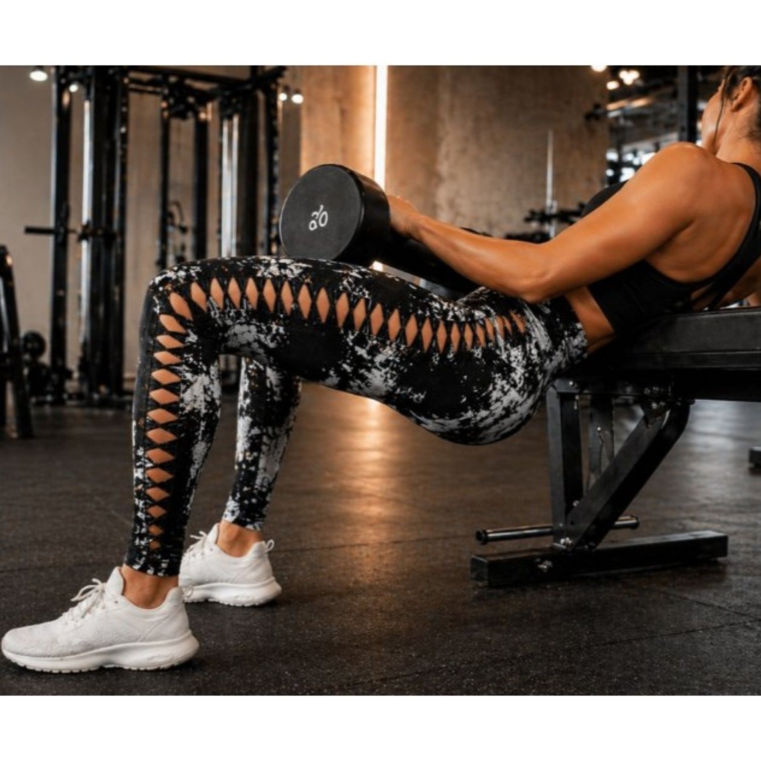 Damen Push Up Leggings Marmoriert High Waist Fitness Leggings figurformend