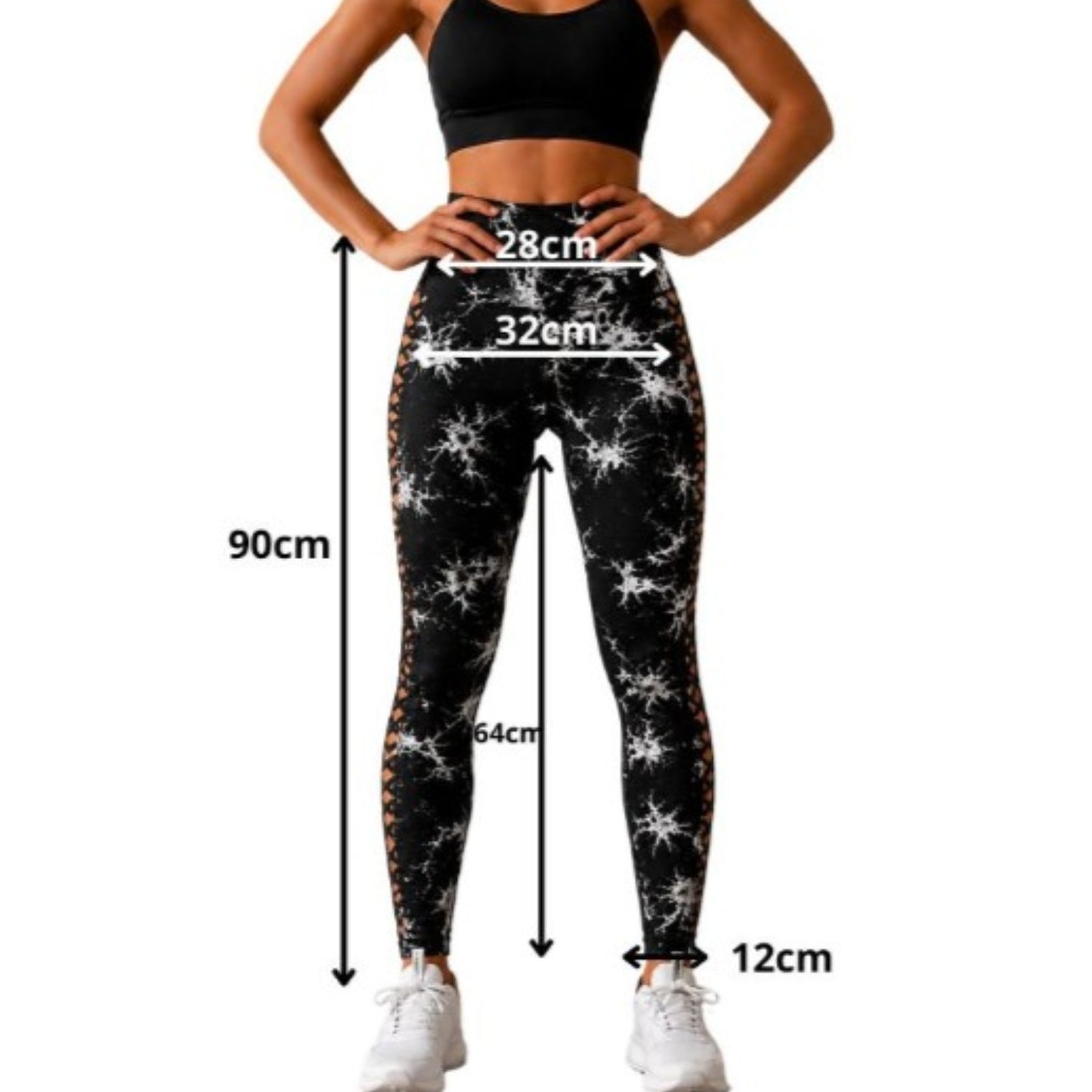 Damen Push Up Leggings Marmoriert High Waist Fitness Leggings figurformend
