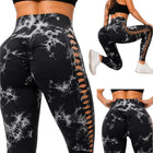 Damen Push Up Leggings Marmoriert High Waist Fitness Leggings figurformend