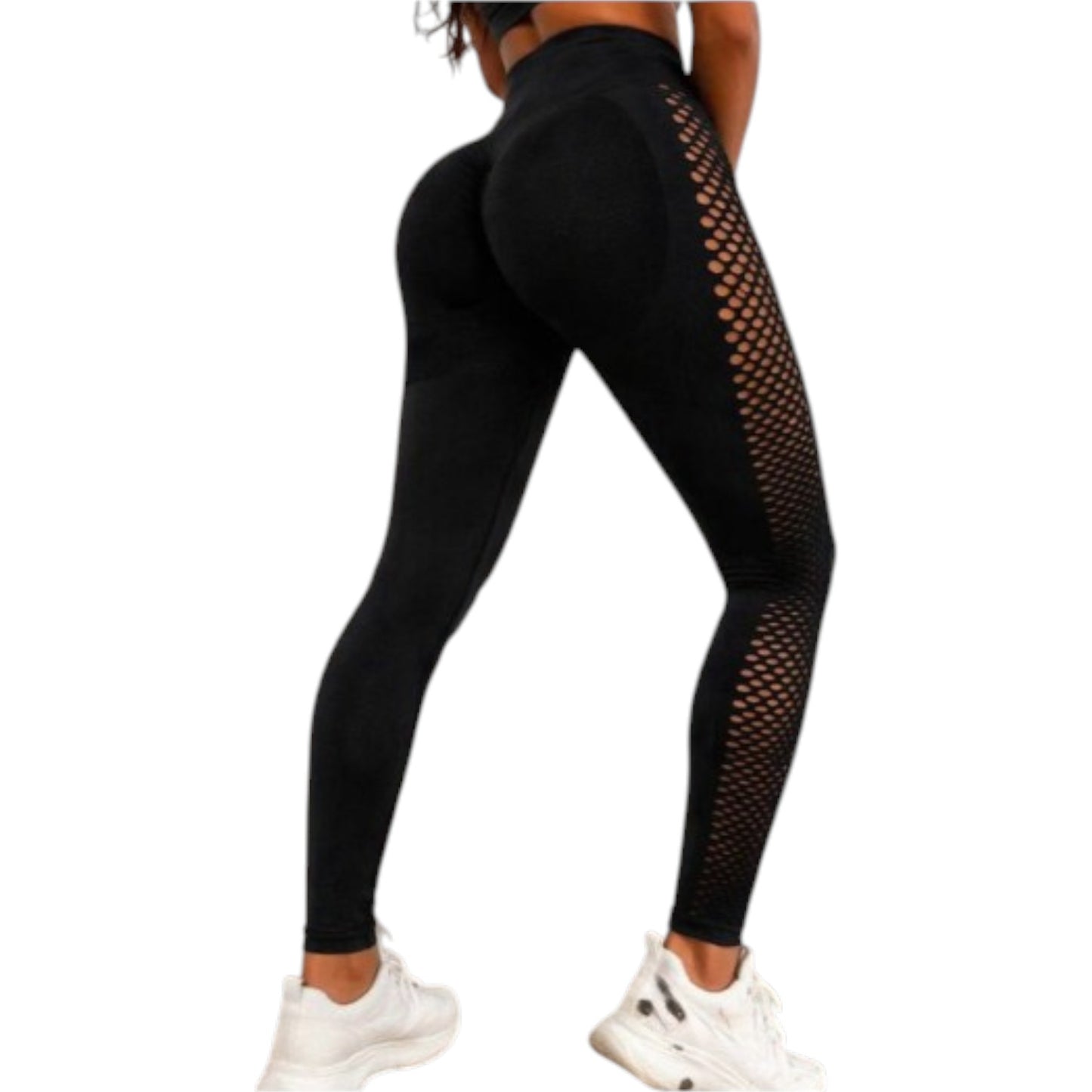 Damen Push Up Fitness Leggings Schwarz – High Waist Sportleggings figurformend