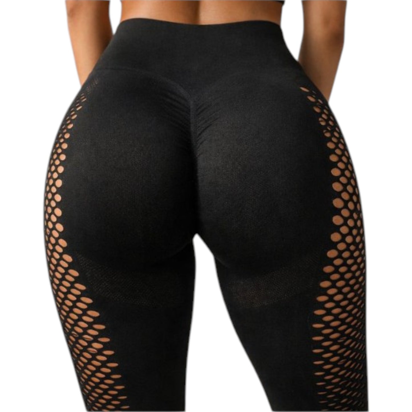 Damen Push Up Fitness Leggings Schwarz – High Waist Sportleggings figurformend