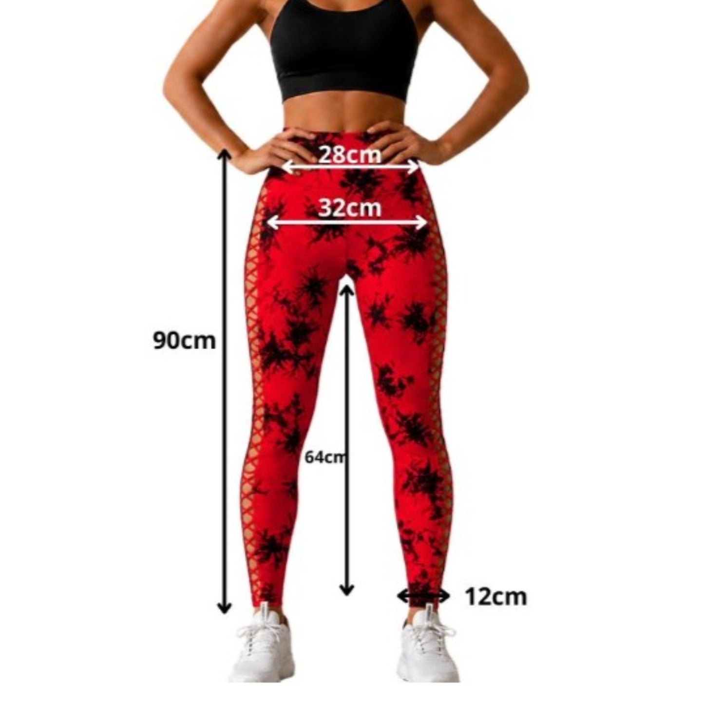Damen Push Up Leggings Rot Schwarz Marmoriert – High Waist Fitness Leggings