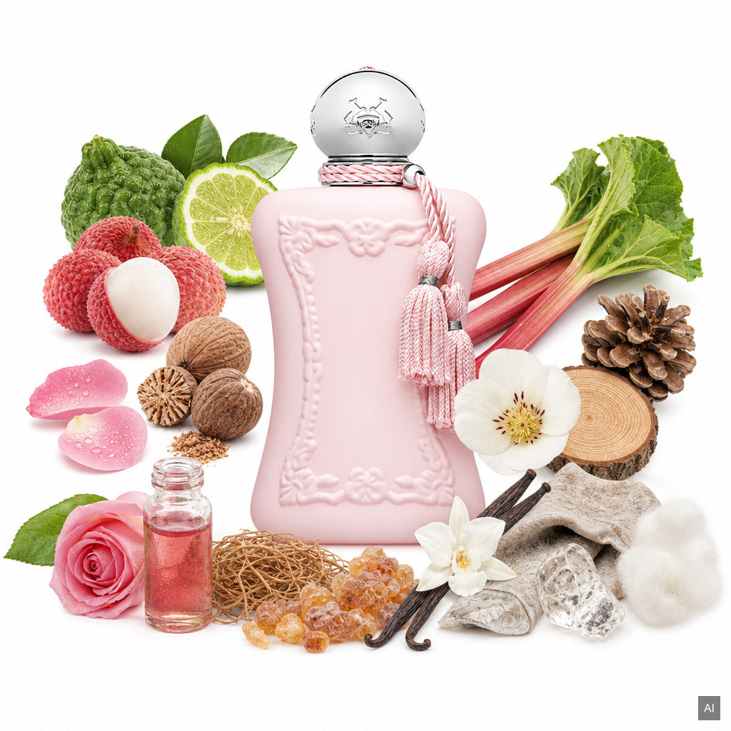 Parfums de Marly Delina Eau de Parfum 75 ml – blumig-fruchtiger Damenduft mit Türkischer Rose, Lychee und Vanille – Duftnoten
