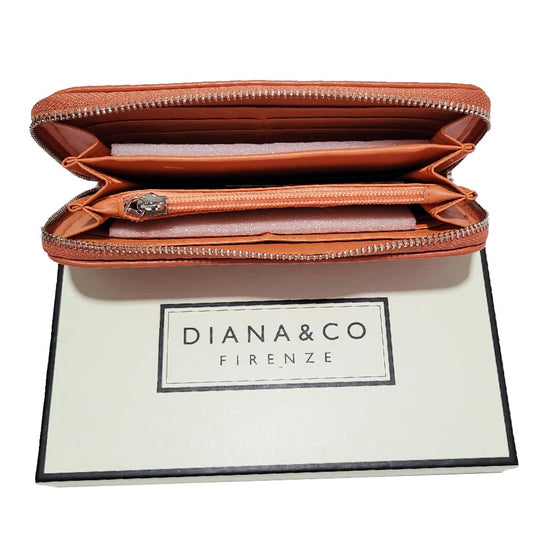 Diana & Co Firenze Damen Geldbörse Multifunktionale aus Leder Orange