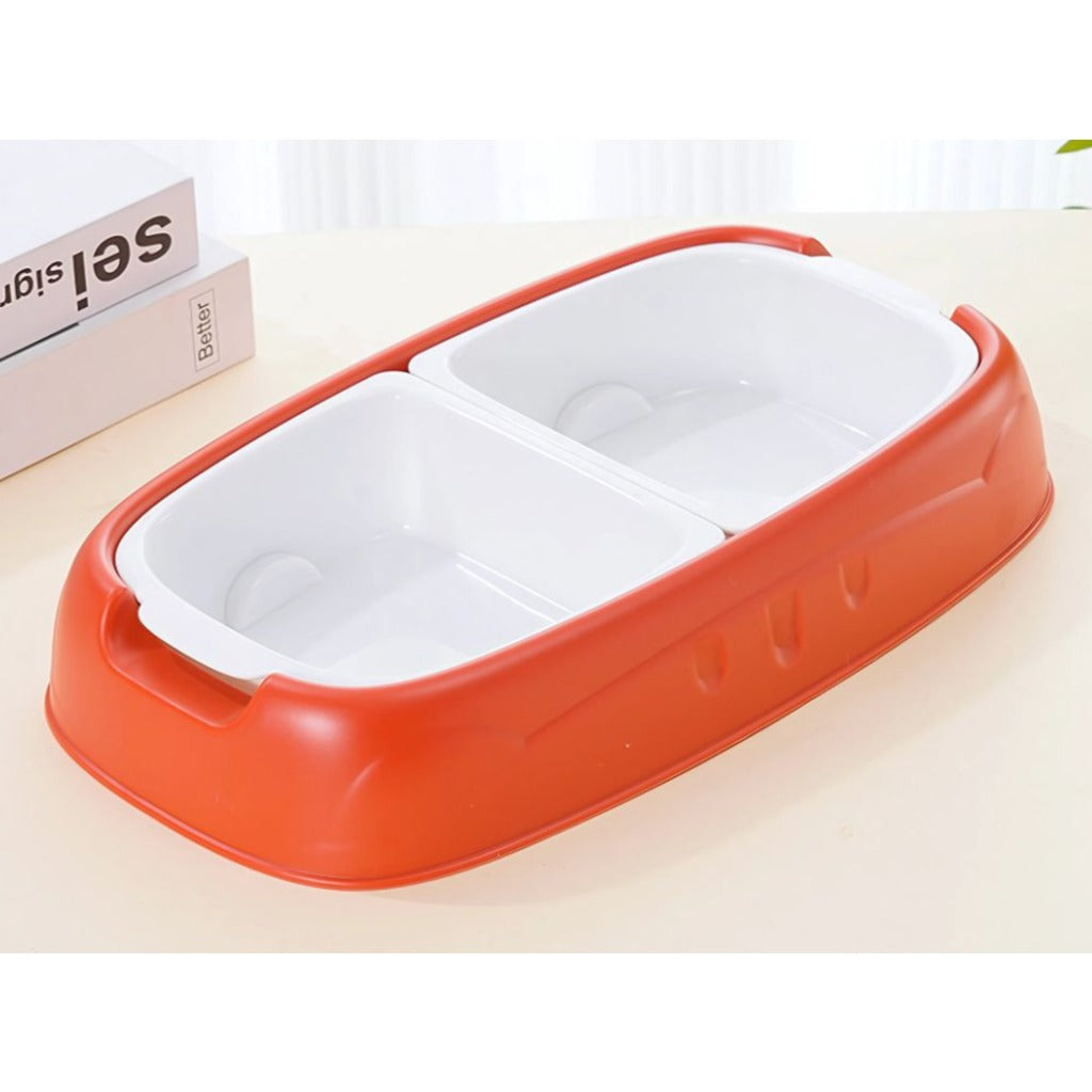 Doppelnapf rot 34,5 cm mit abnehmbaren Kunststoffschalen fuer Hunde und Katzen Futter- und Wassernapf – Bild 6