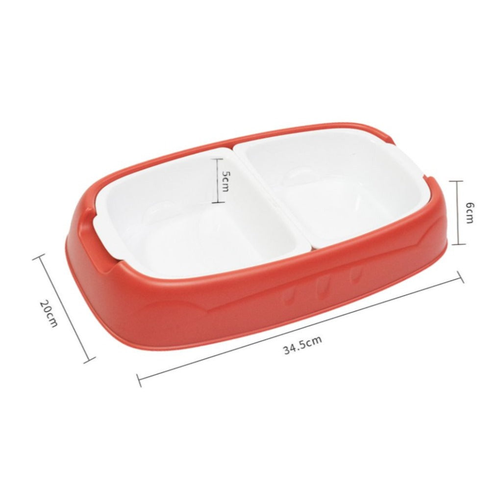 Doppelnapf rot 34,5 cm mit abnehmbaren Kunststoffschalen fuer Hunde und Katzen Futter- und Wassernapf – Bild 7