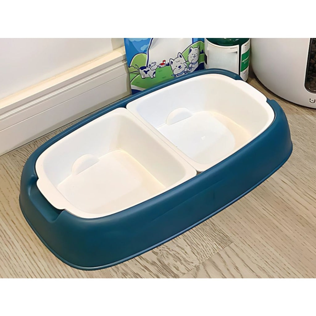 Doppelnapf rot 34,5 cm mit abnehmbaren Kunststoffschalen fuer Hunde und Katzen Futter- und Wassernapf – Bild 9
